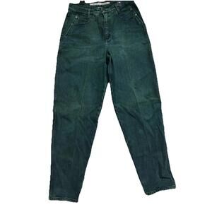 Vtg Zena Womens High Waisted Dyed Denim Jeans Button Zip  Forest Green 30x31